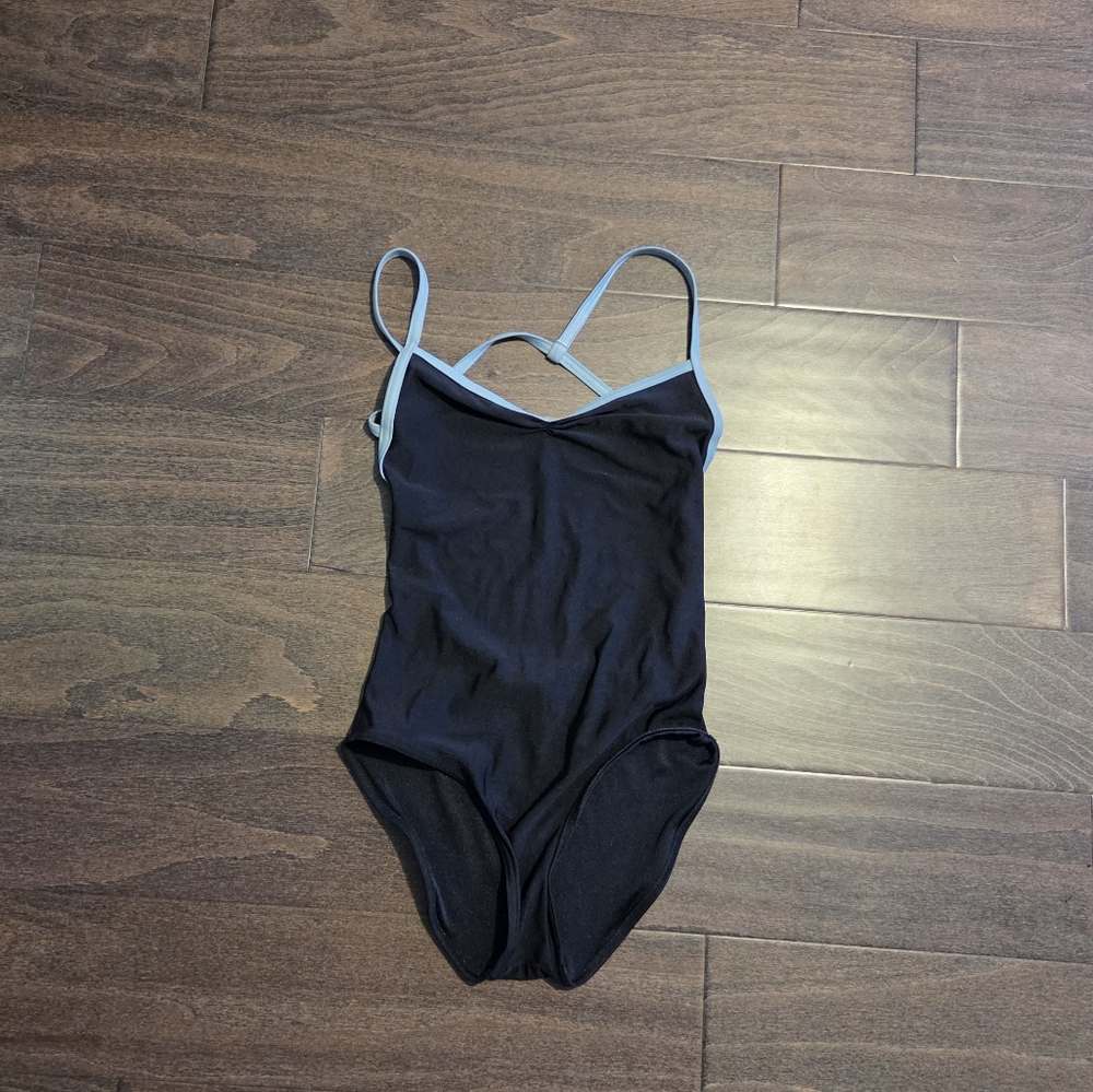 Black Bodysuit with Blue Straps